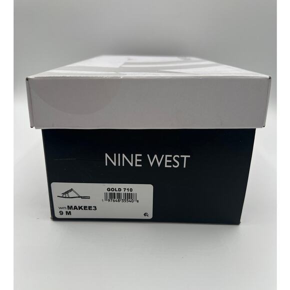 NINE WEST WOMENS MAKEE SQUARE GOLD FLAT DRESS SLIDE SANDAL 9M - Picture 8 of 9